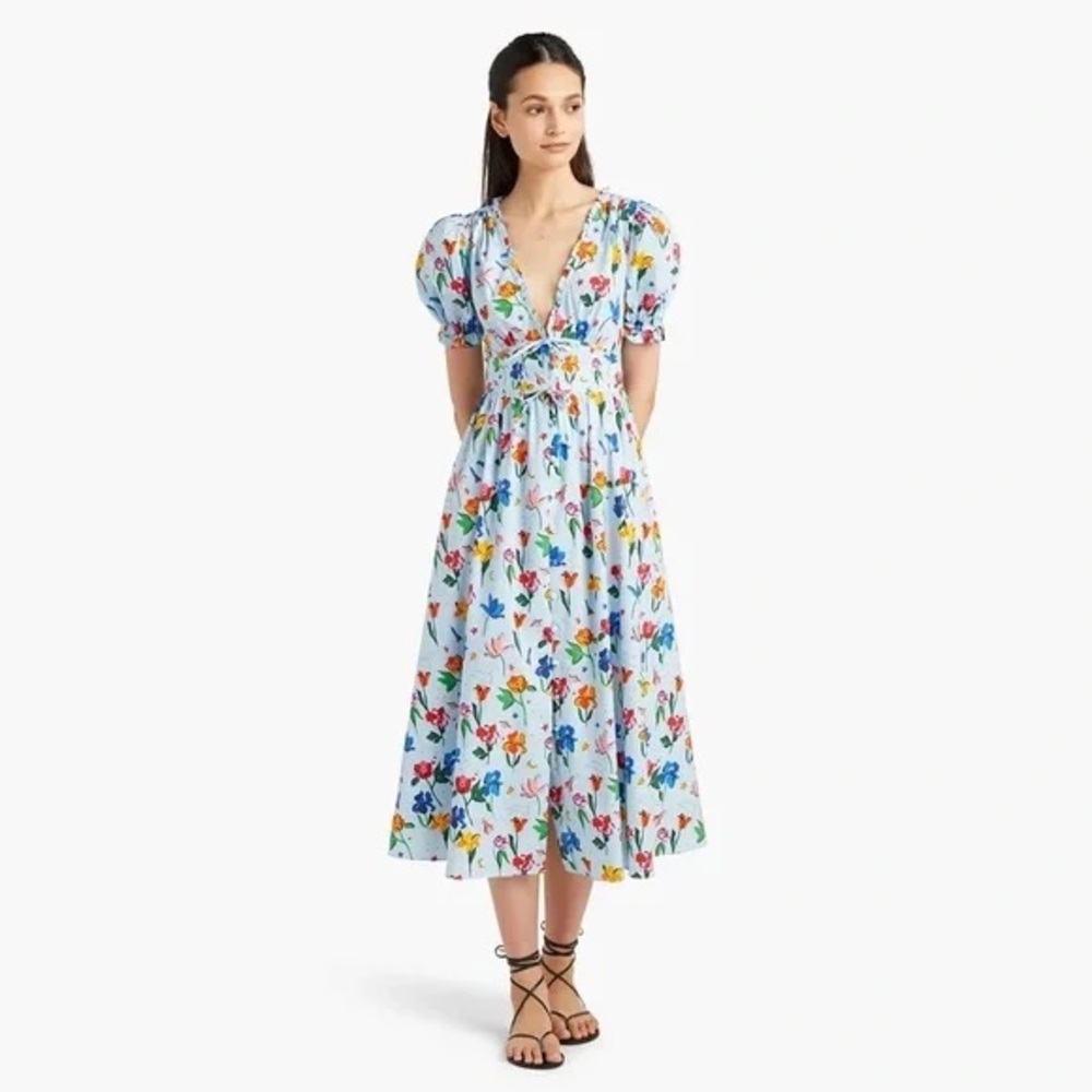 Hill House The Sabrina Dress in Light Blue Space Floral